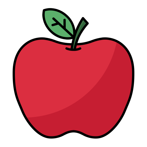 red apple with green leaf